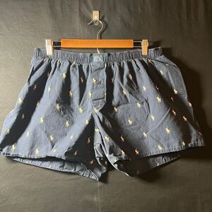 Polo Ralph Lauren Woman's Sz Large Navy All over Pony Player Woven Boxer Lounge
